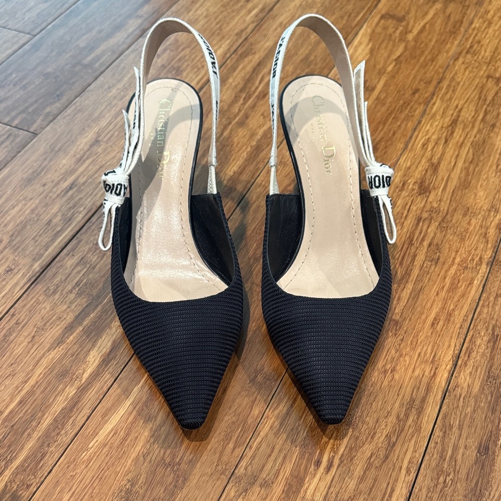 Dior Black and White Slingback Heels